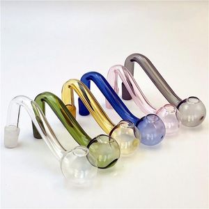 coloré 10mm mâle joint bols en verre Pyrex verre brûleur à mazout tuyau tabac coudé bol narguilé adaptateur épais bang tuyaux clair bleu vert jaune rose Fumer Shisha Tubes