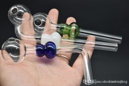 coloré 12cm / 14cm Brûleurs à mazout en verre incurvé Pipes à eau en verre Bong avec équilibreur en verre de différentes couleurs pour fumer de l'eau bong3style colorf