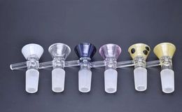 coloré 14mm 18mm Bol En Verre Épais Pyrex Verre Tabac sec Herb bol Avec Poignée pour Bong D'eau pour Fumer