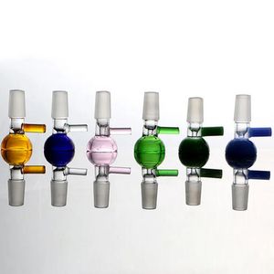 Kleurrijke 14mm 18mm Mannelijke Glazen Kom Roken Glijbaan Met Ronde Staaf Handvat Filter 6 Kleuren Dikke Kommen Zandige Gewrichten Voor Bong Waterpijp Waterpijp Dab Rigs