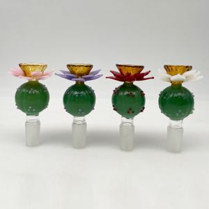Kleurrijke 14 mm Lotus Bowl glazen bong accessoires Bowl Hoge kwaliteit goedkope kleine glazen kom voor volwassenen 3 stuks
