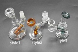 colorido 14 mm Mini Heady Glass Beaker plataforma petrolera Bongs mini Dab Rig Tubería de agua Pipa de agua para fumar tabaco grueso