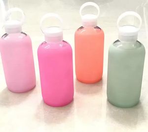 Bouteille d'eau en verre colorée de 16 oz 500 ml, beau cadeau pour femmes, bouteilles d'eau avec étui de protection en silicone, tasse de camp de tournée, gobelet de meilleure qualité