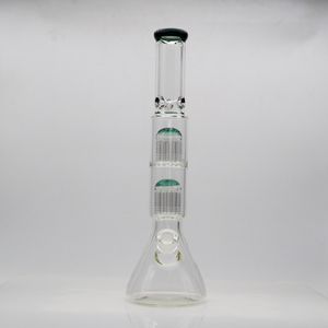 Coloré 18 pouces Double bras arbre Perc 14mm verre Bong populaire haute qualité conduites d'eau Perc verre Bong en gros pour adulte