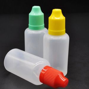 30ml colorido botellas vacías de plástico Liquid E gotero con tapones de botellas para niños ya prueba de botellas de plástico de punta de aguja