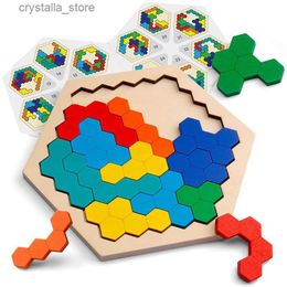 Kleurrijke 3D Puzzel Houten Speelgoed Hoge Kwaliteit Tangram Math Jigsaw Game Kinderen Voorschoolse Verbeelding Educatief Speelgoed voor Kinderen L230518