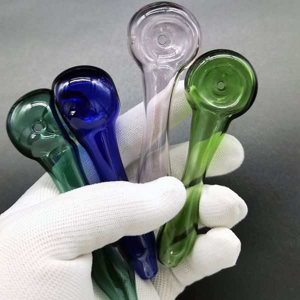 Tubos coloridos de vidrio de 4,0 pulgadas para quemador de aceite, tubo grueso de cuchara Pyrex para tabaco, quemadores de hierbas secas, burbujeador de agua, pipa de mano para fumar