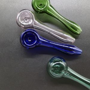 Tube en verre coloré de 4.0 pouces, cuillère à main en Pyrex épais pour tabac, herbes sèches, brûleurs à huile, barboteur d'eau, tuyaux de fumée