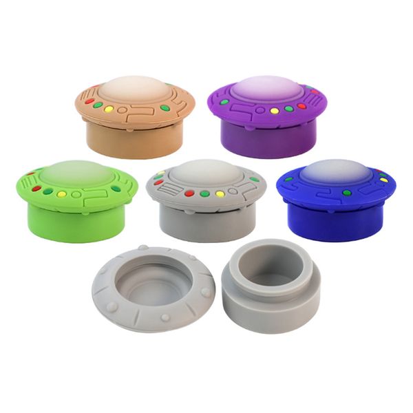 Coloré 5 ml d'OVNI conception fumeurs récipient en silicone pots antiadhésifs Dab Dab pour vaporisateur huile solide boîte de cire de cire accessoires de fumer accessoires