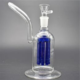 Bong de bécher en verre coloré de 8 pouces avec des bongs de recyclage de perc d'arbre à 8 bras pour fumer un bang de narguilé en verre avec un brûleur à mazout en verre de 18 mm pi