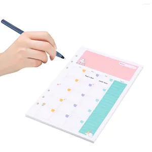 Kleurrijke A5 Size 6 Gaten Losse bladpapier vulling vullingen voor spiraalvormige notebook Maandelijkse planner notitieblok (maandelijks plan