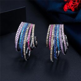 Créateur de boucles d'oreilles colorées en zircone cubique AAA pour femme, bijoux de fête en cuivre, argent plaqué or 18 carats, boucles d'oreilles complètes CZ Valentine2580