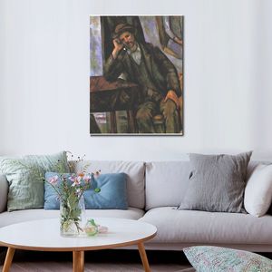 Peinture abstraite colorée sur toile Homme fumant une pipe 1902 Paul Cezanne Art Unique Handcrafted Art Home Decor