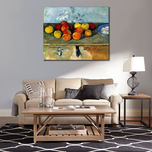 Peinture abstraite colorée sur toile Nature morte de pommes et de biscuits Paul Cezanne Art Unique Handcrafted Artwork Home Decor