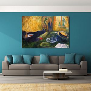 Kleurrijk abstract schilderij op canvas de moordenares Edvard Munch Art Uniek handgemaakt kunstwerk Home Decor