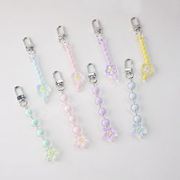 Kleurrijke acryl kralen mobiele telefoonketen Keychain voor vrouwen mobiel charme oortelefoon kast anti-most lanyard accessoires