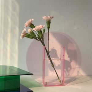 Kleurrijke acrylvaas transparante bloem mode kunst tafelblad decoratie planten doos thuiskantoor Desktop 211215