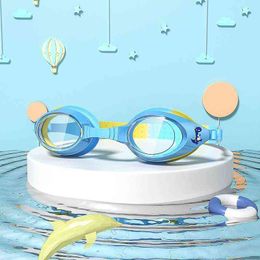 Kleurrijke verstelbare kinderen kinderen tieners waterdichte siliconen anti mist zwemmen bril Goggles eyewear brillen G220422