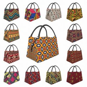 Coloré Africain Ankara Modèle Thermique Sacs À Lunch Isolés Femmes Déjeuner Géométrique Ctainer pour Bureau Repas En Plein Air Boîte De Nourriture X5Rk #