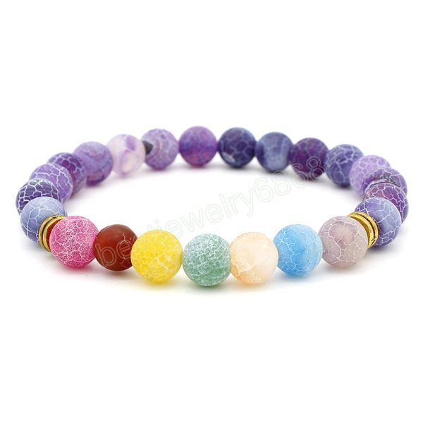 Bracelets de perles d'agate colorées pour femmes hommes pierre d'énergie de guérison naturelle bracelet élastique mode Chakra bijoux