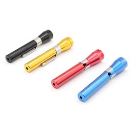 Colorida aleación de aluminio Linterna Forma de pluma Tubos Portátil Extraíble Hierba seca Tazón de tabaco Diseño innovador Mini Pipas para fumar Porta cigarrillos DHL gratis