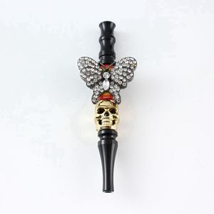 Pipes en alliage en aluminium coloré Hobelah Shisha Fumer Butterfly Skull Style Filtre Herbe Dry Tobacco PREROLL Cigarette Cigare Porte-eau