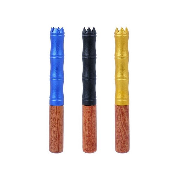 Coloré En Alliage D'aluminium Tuyaux Portable Innovant Filtre En Bois Naturel Embouchure Conseils Herbe Sèche Tabac Digger Dent Fumer Porte-Cigarette DHL