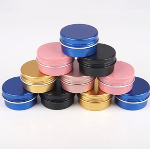 Kleurrijke aluminium behuizing doos ronde lip balsem tin opslag jar containers met schroefdop voor cosmetische, kaarsen of thee 9 kleuren SN3895