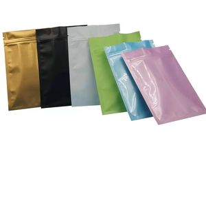 Bolsa de almacenamiento con cremallera de papel de aluminio de colores, resellable plana para alimentos, carne, cereales, café en polvo, aperitivos, regalos de nueces de azúcar para boda y Navidad