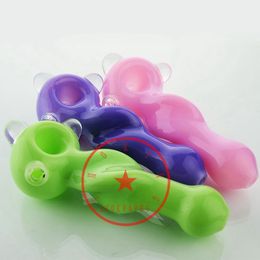 Colorful American Milky Twisted Twisted Twated Fumer Pipes en verre portable Portable Handmade Dry Herb Tobacco Filtre Spoon Bow
