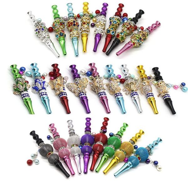 Forma animal colorida Pipas de metal para fumar shisha puntas de narguile soporte romo con pedrería boquilla para narguiles por mar T9I001786