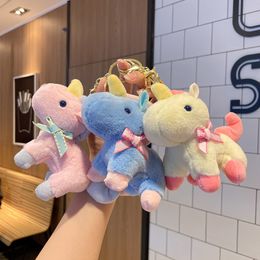 Porte-clés en peluche Animal coloré, poupée, pendentif de sac, Machine à saisir, vente en gros, nœud en peluche, cheval