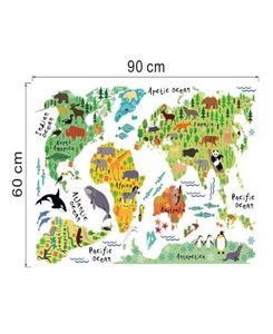 Colorful Animal World Map Wall Sticker For Kids Room Home Decor 3D Decals Creative Pegatinas de Pared Living Stickersreliver9136185