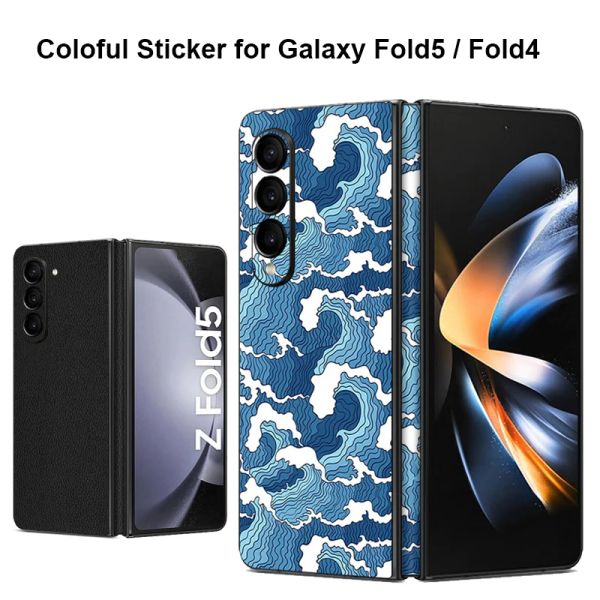 Autocollant de téléphone anti-rayures coloré pour Samsung Galaxy Z Fold4 5G Back + Film de protection latérale pour Galaxy Z Fold 5 Decal Skin Cover