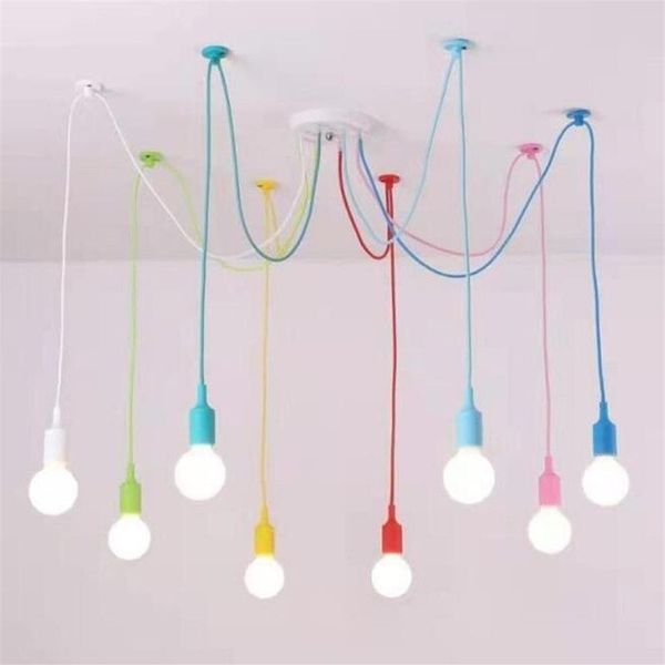 Art coloré suspension moderne bricolage Design suspension lampe araignée lustre E27 pendentifs lampes décoration intérieure Lights245G