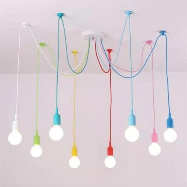 Art coloré suspension moderne bricolage Design suspension lampe araignée lustre E27 pendentifs lampes décoration intérieure Lights259F