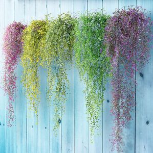 Coloridas flores artificiales vides seda colgante hoja de hiedra hojas de plantas para el hogar jardín decoración de pared flor de plástico