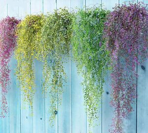 Fleurs artificielles colorées vignes en soie suspendues feuilles de lierre feuilles de plantes pour la décoration murale de jardin à la maison fleurs en plastique mariage 7488622