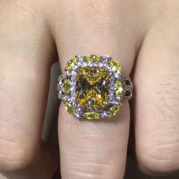 Coloré autrichien Zircon mariage bague dentelle fleur exagérer créé diamant fiançailles femmes bijoux bagues