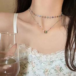 Collier de fleurs en perles colorées pour femmes, Style d'été avec chaîne de collier