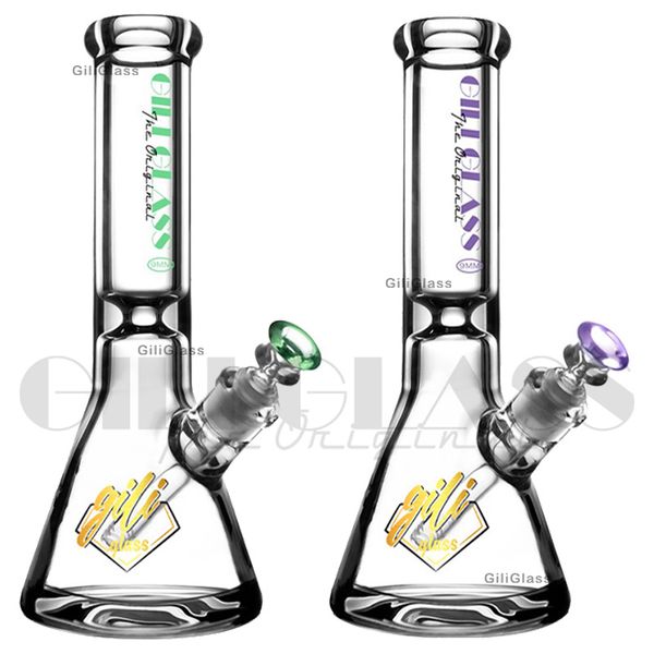 12 pouces bécher bong 9mm d'épaisseur narguilés colorés accessoires fumeurs drôles cire capiteux bongs quartz banger dab rig conduite d'eau plates-formes pétrolières tuyau en verre