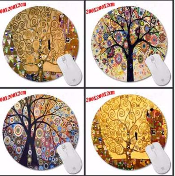 Coloré beau arbre fond anti-dérapant mignon tapis de souris rond doux pour ordinateurs tapis de souris tapis de confort tapis de souris pour Optal