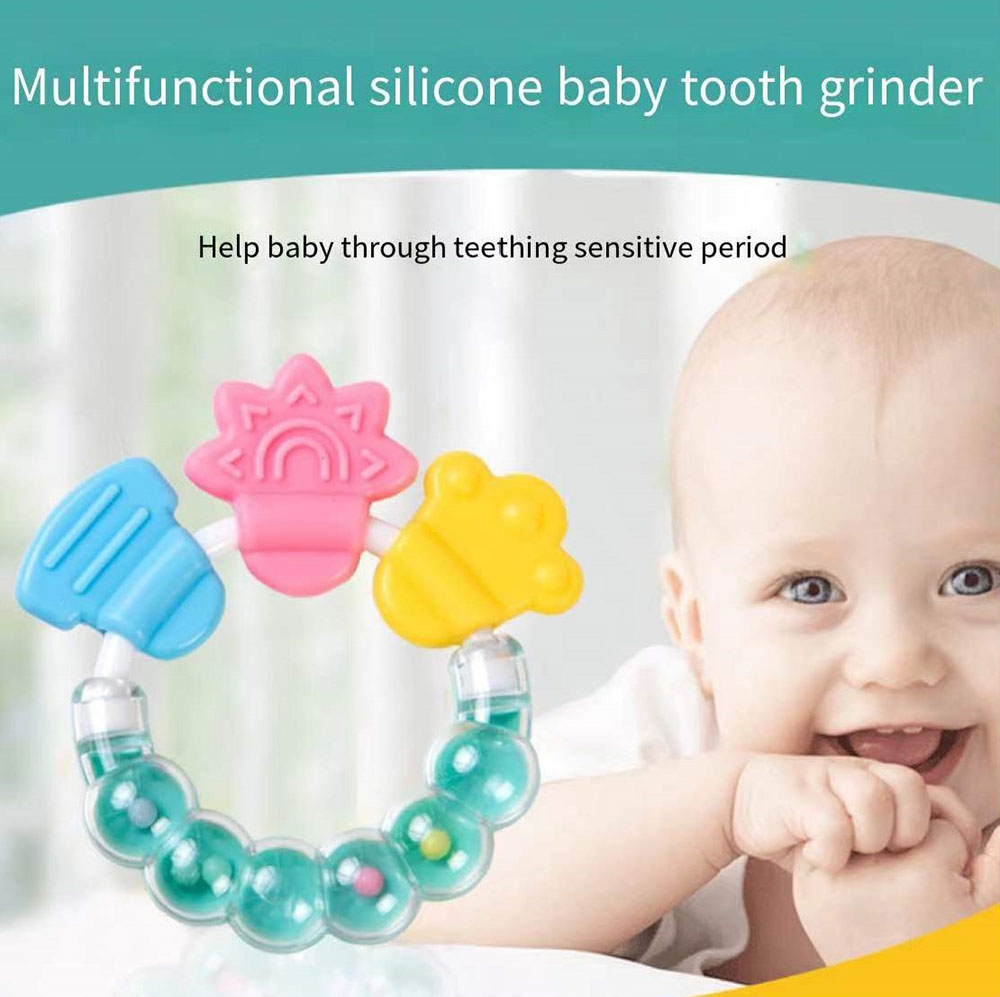 Kleurrijke bel baby speelgoed bijtring stick Leuke siliconen tandjes bijt bijt molar staaf baby rammelaar speelgoed