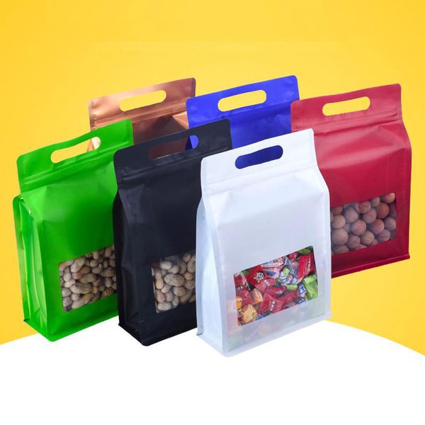 Sacs résistants à l'humidité colorés de nourriture de grande capacité avec la fenêtre tiennent des sacs d'emballage de poche pour des biscuits de casse-croûte faisant cuire au four XD23357