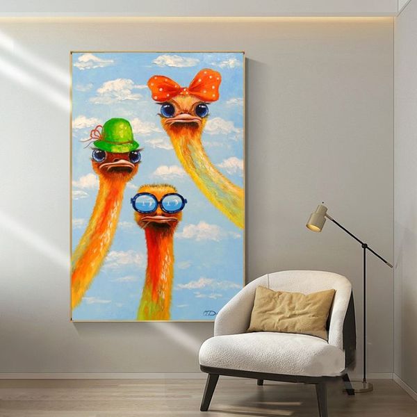 Pósteres de pájaros coloridos, impresiones en lienzo, decoración moderna para el hogar, imágenes de avestruz, imágenes artísticas de pared para sala de estar, Graffiti Street Art262l