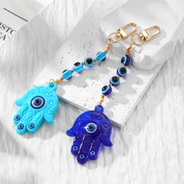 Colore Blue Evil Eye Perbe Chaîne acrylique Grand Palme Keychain Gold Key Rings Pendant Prenant Course Charmes bohème Cadeau