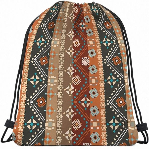 coloré Boho Floral Cordon Sacs Sac À Dos Style Bohème Tribal Art Batik Seaml Modèle Sport Gym Sack Cordon Sac P8PV #