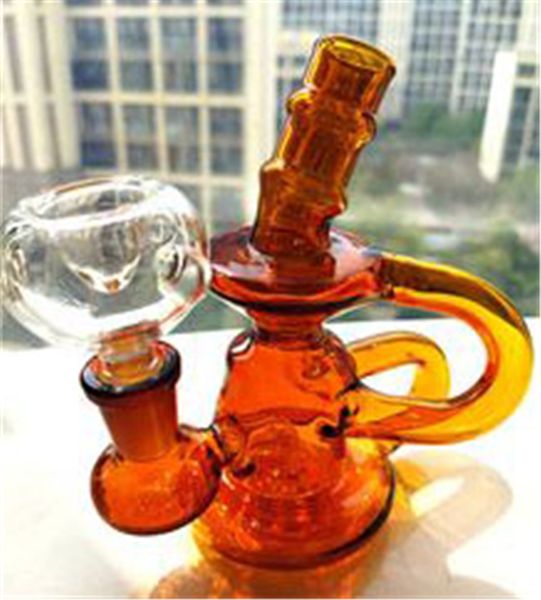 Coloré Bongs Recycleur Dab Rig Épais Fumer Narguilé 14mm Joint Bol Verre Bong Pas Cher Verre Eau Bongs Bouée Base Bong