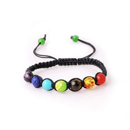 Bracelets de corde tressés colorés pour femmes hommes 7 Chakra Bracelet cristal naturel pierre de guérison Yoga