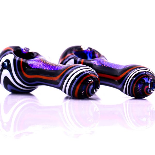 Pipa de vidrio de rayas brillantes coloridas Pipas agradables para fumar Mano de 10,5 cm Cuchara de nuevo diseño